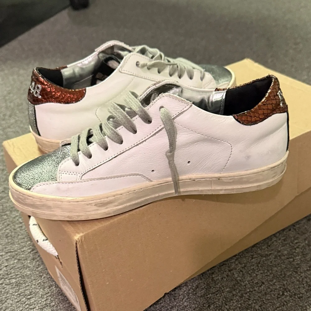 P448 White and Silver Glitter Sneakers A7 John